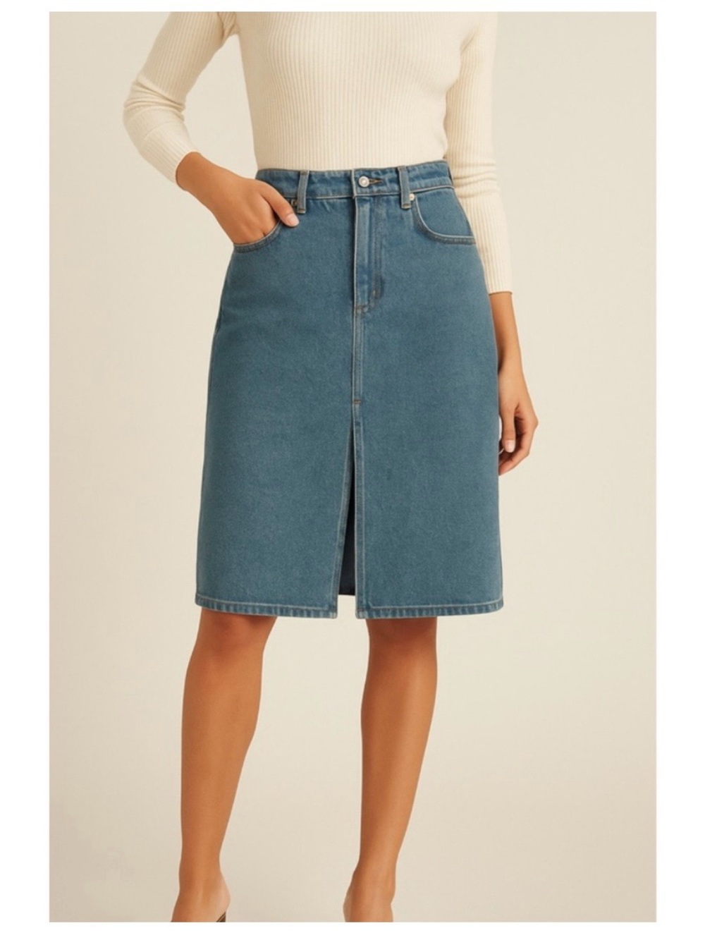 Derek Lam 10 Crosby Sutton Denim Midi Skirt Size 27